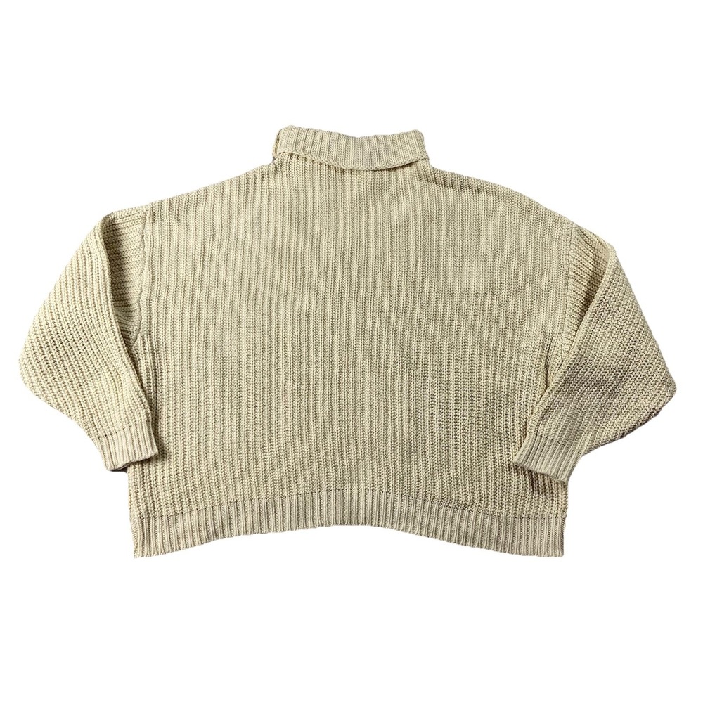 Free People Chunky Knit Funnel Neck Sweater Oversized Slouchy L 90s Butter Mom - Picture 10 of 10